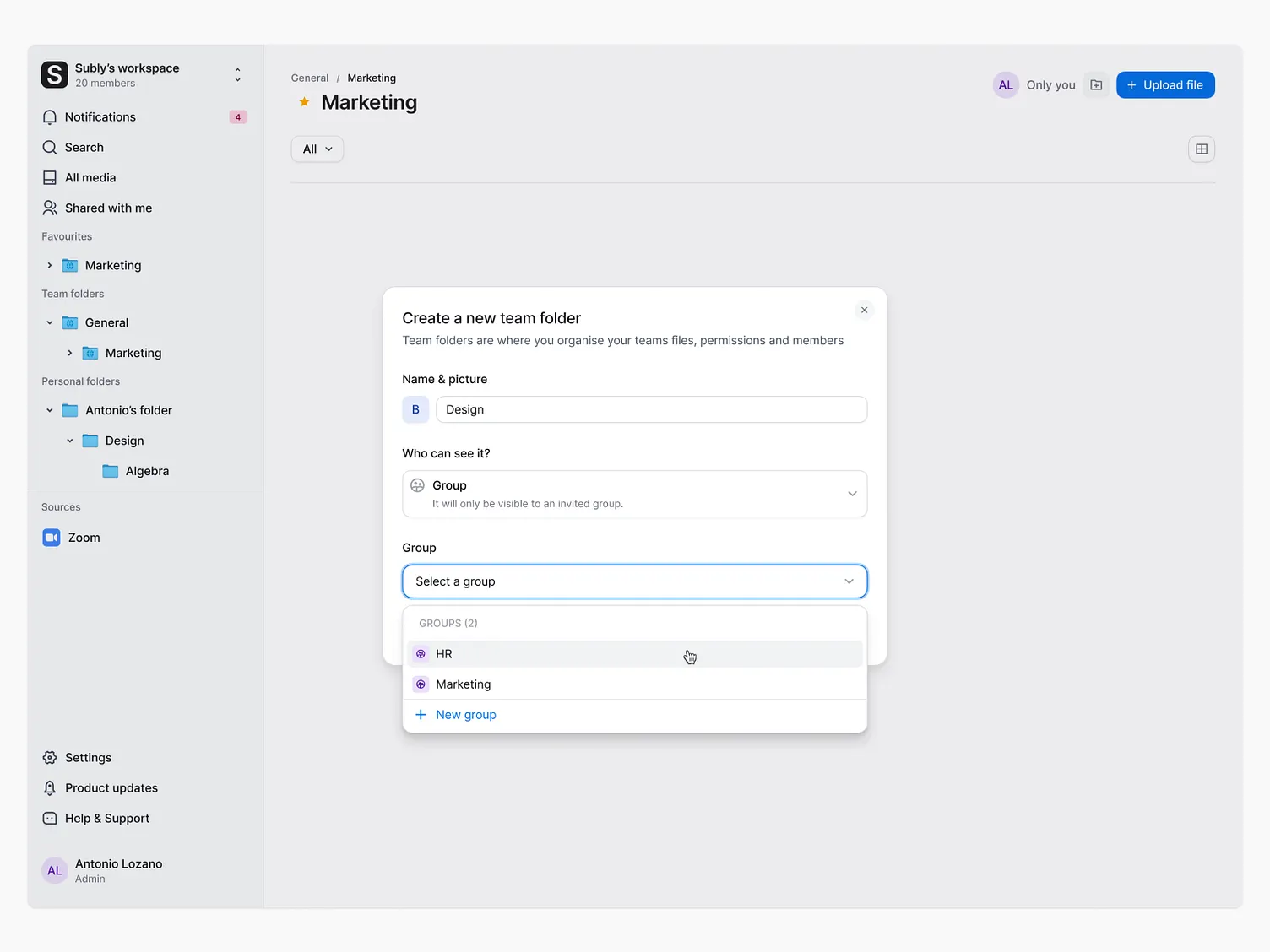 Create restricted folder flow 3